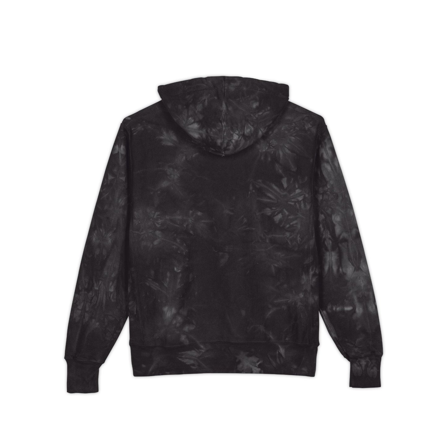 Embroidered Tie-Dye Hoodie — "SWENDAB CATTIVE NOTIZIE" Champion Reverse Weave